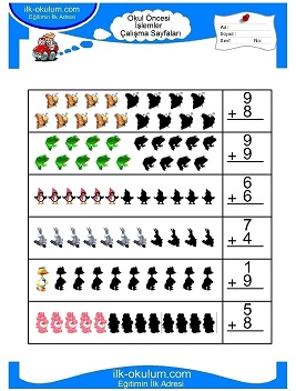 Çocuklar İçin toplam işlemi yaprak testleri 